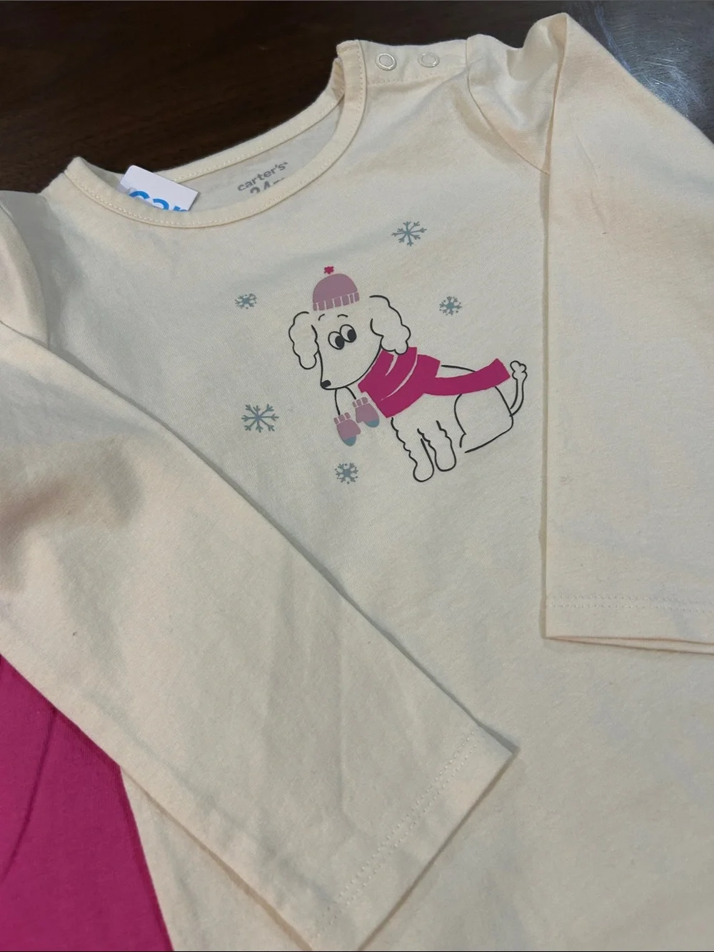 Carters Long-Sleeve One-Piece Bodysuits - Pink & Cream 24 months